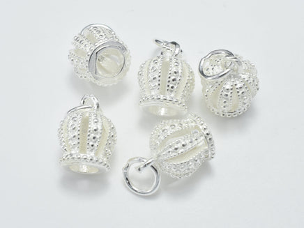 2pcs 925 Sterling Silver Charm, Crown Charm, Crown Cap, 8x10.5mm-RainbowBeads