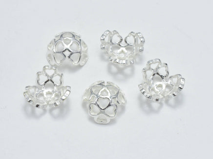 4pcs 925 Sterling Silver Bead Caps, 9x3.6mm Flower Bead Caps-RainbowBeads