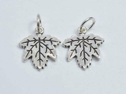 1pcs 925 Sterling Silver Charm, Maple Leaf Charm, 14x13mm-RainbowBeads