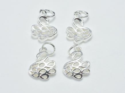 2pcs 925 Sterling Silver Charms, Swan Charm, 10x13mm-RainbowBeads