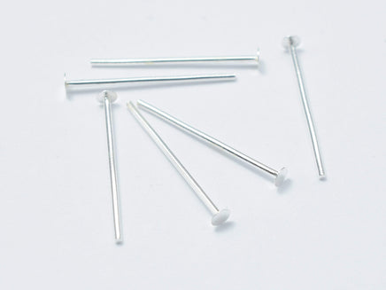 20pcs 925 Sterling Silver Head Pin, 15mm, 0.6mm(23gauge)-RainbowBeads