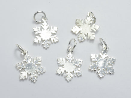 2pcs 925 Sterling Silver Charm, Snowflake Charm, 12mm-RainbowBeads