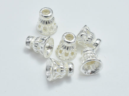 4pcs 925 Sterling Silver Bead Cone, Bead Cone Caps, Tassel Bead Cone, 5.8x5mm, Filigree Bead Cap (007902032)-RainbowBeads