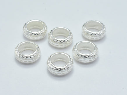 4pcs 925 Sterling Silver Beads, 7.5mm Rondelle Beads, Big Hole Spacer Beads, 7.5x3.2mm-RainbowBeads