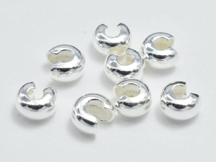 20pcs 925 Sterling Silver Crimp Cover, 3mm-RainbowBeads