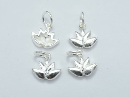 2pcs 925 Sterling Silver Charm, Lotus Flower Charm, 11x10mm-RainbowBeads