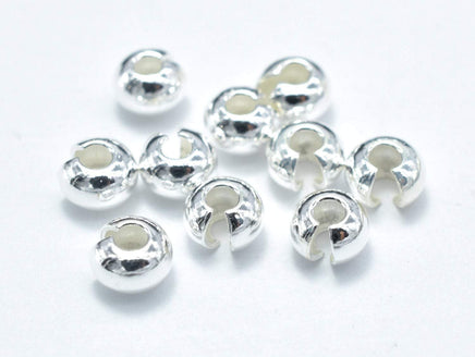 10pcs 925 Sterling Silver Crimp Cover, 4mm, 3mm thick-RainbowBeads