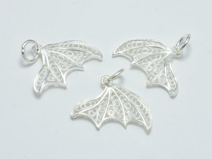 2pcs 925 Sterling Silver Charms, Whale Tail, Mermaid Tail, Pendant, 19x14mm-RainbowBeads