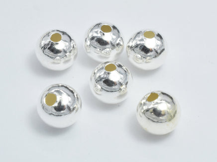 6pcs 925 Sterling Silver Beads, 6mm, Round Beads, Hole 1.5mm-RainbowBeads