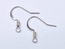 100pcs Flat Fishhook Earwire, Earring Hooks, Silver Plated, 15x10mm, 2mm Coil-RainbowBeads