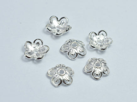 8pcs 925 Sterling Silver Bead Caps, 7x2.4mm Flower Bead Caps-RainbowBeads
