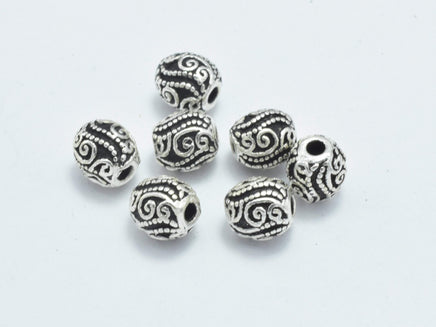 4pcs 925 Sterling Silver Beads-Antique Silver, Drum Beads, Spacer Beads, 5x5.6mm-RainbowBeads