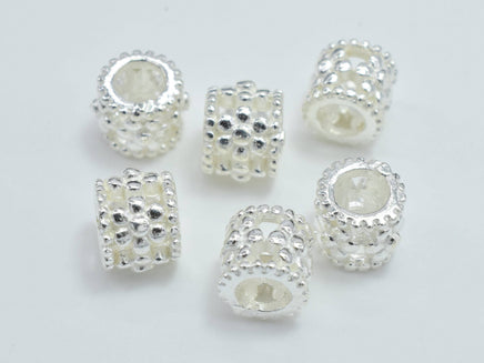 4pcs 925 Sterling Silver Beads, 5x4.5mm Tube Beads, Big Hole Filigree Beads-RainbowBeads