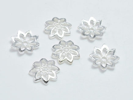 10pcs 925 Sterling Silver Bead Caps, 8x1.7mm Flower Bead Caps-RainbowBeads