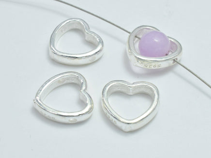 2pcs 925 Sterling Silver Heart Bead Frames, 10.5x10mm-RainbowBeads