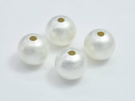 4pcs Matte 925 Sterling Silver Beads, 8mm Round Beads-RainbowBeads