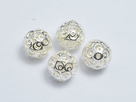 2pcs 925 Sterling Silver 7.5mm Filigree Round Beads-RainbowBeads