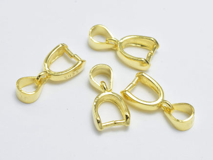 4pcs 24K Gold Vermeil Pinch Bails, Ice Pick Pinch Bails, 925 Sterling Silver Pinch Pails, 13x6mm-RainbowBeads