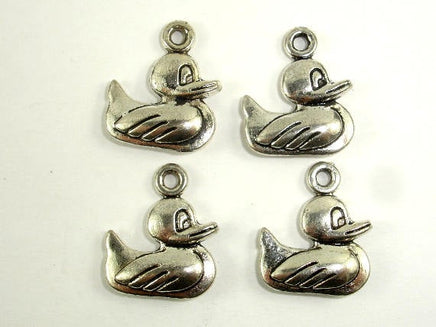 Duck Charms, Zinc Alloy, Antique Silver Tone 10pcs-RainbowBeads
