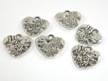 Heart Charms, Zinc Alloy, Antique Silver Tone 10pcs-RainbowBeads