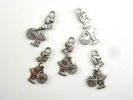 Girl Charms, Zinc Alloy, Antique Silver Tone 20pcs-RainbowBeads