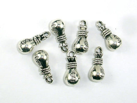 Money Bag Charms, Dollar Charms, Zinc Alloy, Antique Silver Tone 20pcs-RainbowBeads