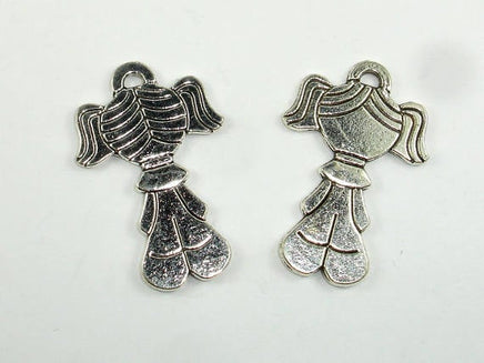 Girl Charms, Girl Pendant, Zinc Alloy, Antique Silver Tone 5pcs-RainbowBeads