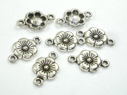 Metal Flower Connector Links, Zinc Alloy, Antique Silver Tone 30pcs-RainbowBeads