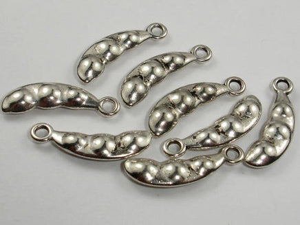 Pea Charms, Zinc Alloy, Antique Silver Tone 30pcs-RainbowBeads