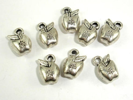 Apple Charms, Zinc Alloy, Antique Silver Tone, 7.5x12 mm, 20pcs-RainbowBeads