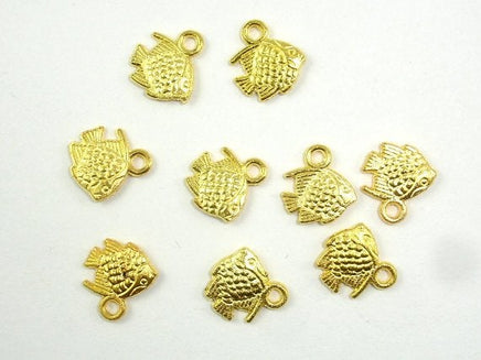 Fish Charms, Zinc Alloy, Gold Tone 40pcs-RainbowBeads