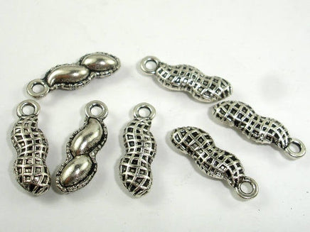 Peanut Charms, Zinc Alloy, Antique Silver Tone-RainbowBeads