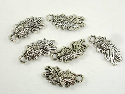 Goldfish Charms, Zinc Alloy, Antique Silver Tone 20pcs-RainbowBeads