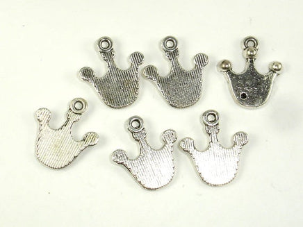 Crown Charms, Zinc Alloy, Antique Silver Tone 20pcs-RainbowBeads