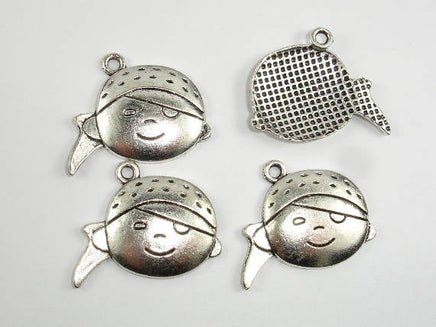 Girl Head Charms, Girl Head Pendant, Zinc Alloy, Antique Silver Tone 10pcs-RainbowBeads