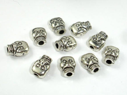 Skull Spacer, Zinc Alloy, Antique Silver Tone, 30pcs-RainbowBeads