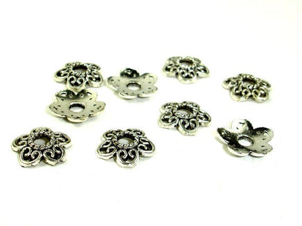 Bead Caps, Jewelry Findings, Zinc Alloy, Antique Silver Tone-RainbowBeads