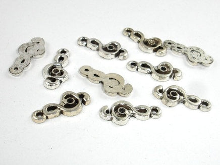 Treble Clef Charms, Zinc Alloy, Antique Silver Tone, 20pcs-RainbowBeads