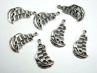 Sail Boat Charms, Zinc Alloy, Antique Silver Tone, 12x22mm 20pcs-RainbowBeads