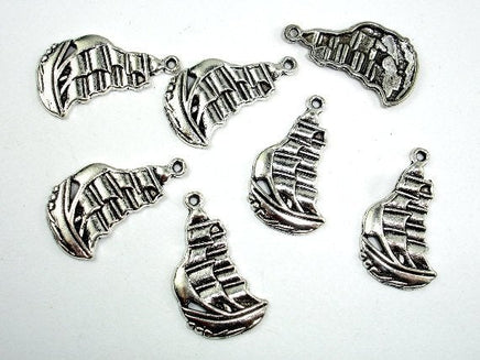 Sail Boat Charms, Zinc Alloy, Antique Silver Tone, 12x22mm 20pcs-RainbowBeads
