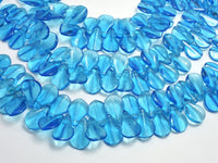 Glass Beads-Blue, 13x19mm Leaf beads, 10 Inch-RainbowBeads