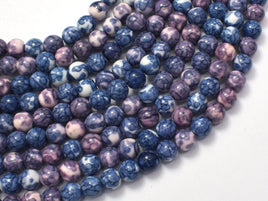 Rain Flower Stone, Blue & Purple, 6mm (6.7 mm) Round-RainbowBeads