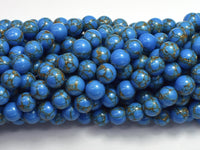 Howlite Turquoise - Blue with Gold Line, 8mm (8.3mm)-Rainbow Beads