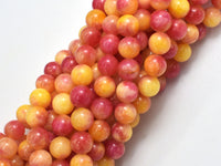 Jade - Yellow & Orange, 8mm Round-Rainbow Beads