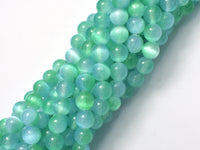 Selenite - Green & Blue, 8mm (8.5mm) Round-RainbowBeads