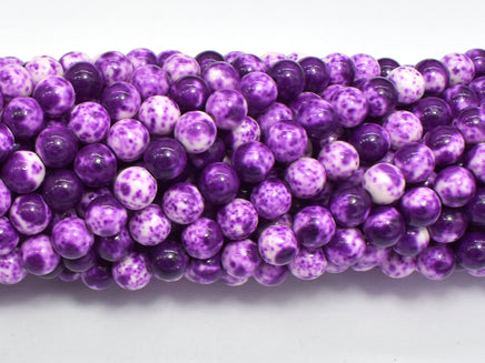 Rain Flower Stone, Purple, White, 6mm Round Beads-RainbowBeads