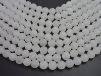 Matte White Jade 10mm Round Beads-RainbowBeads