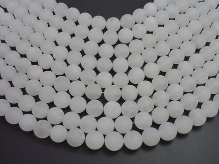 Matte White Jade 10mm Round Beads-RainbowBeads