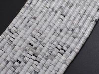 White Howlite, 2x4mm, Heishi Disc-Rainbow Beads