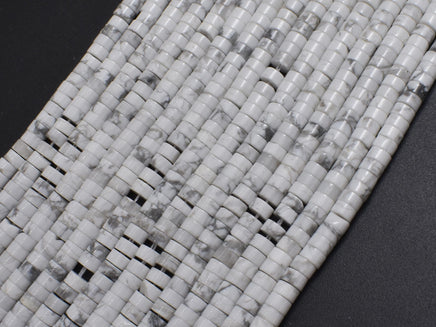 White Howlite, 2x4mm, Heishi Disc-Rainbow Beads